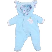 JC Toys | Berenguer Boutique | Baby Doll Outfit | Blue Elephant Themed Hooded Onesie | Ages 2+ | Fits Dolls 14"- 16"