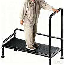 Suitable for The Elderly and Children with Auxiliary handrails, Anti Slip, Adjustable Height, Bedside Sofa, footrest Stool,Step Stool for Bedroom, Bathtub, Car (Black)