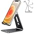 OMOTON Adjustable Cell Phone Stand, C2 Aluminum Desktop Phone Holder Dock Compatible with iPhone 15 14 13 Xs XR 8 Plus 7 6, Samsung Galaxy, Google Pixel, Android Phones, Black