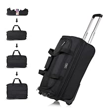Hanke Expandable Carry On Luggage Suitcases with Wheels Foldable Duffle Bag for Travel Carry On suitcase Weekend Bag for Women Men(Black)