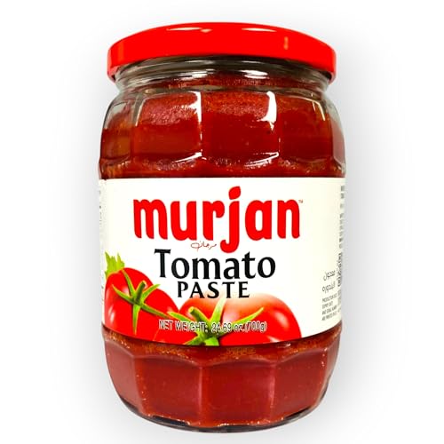Murjan Turkish Tomato Paste, 24.69 oz 700g, Double concentrate, Rich Robust Flavor & Consistency, Tomato Paste in Glass Jar