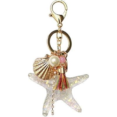 Silver Cross Rhinestone Keychain Charm Pendant Purse Bag Crystal Key Holder Arts Craft Pendant Inspiration Key Ring starfish&shell