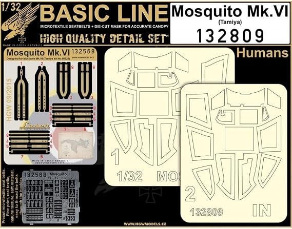 HGW 132809 1/32 Seatbelts for Mosquito Mk VI Basic LINE seatbelts + Masks Tamiya