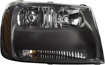 HEADLIGHTSDEPOT Black Housing Halogen Headlight Compatible With Chevrolet Trailblazer 2006-2009 LT LS Models Includes Right Passenger Side Headlamp
