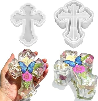 RESINWORLD Fancy Cross Box Silicone Mold, Small Jar Storage Mold with Lid
