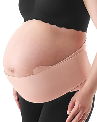 Momcozy Belly Bands for Pregnant Women, One-Piece & Portable Pregnancy Belly Band with Ergonest Back Support & Breathable Fabric Adjustable Maternity Belt for Small/Round/High-Carrying Belly