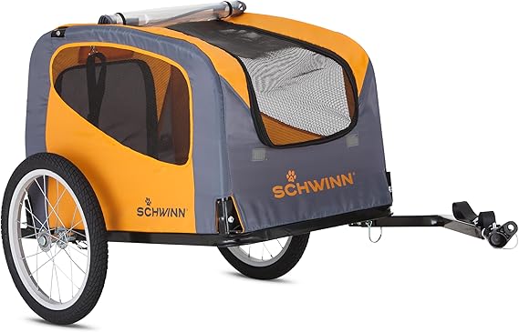 Schwinn 13-SC315 Rascal Bike Pet Trailer, For Small and Large Dogs, Lightweight, Tow with Bicycle, Up to 50 lbs. Small, OrangeGrey