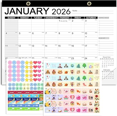 2026-2027 Desk Calendar - 18 Month Desktop Wall Calendar 17x12, 120gsm Extra Thick No-Bleed Paper, Enlarged Easy-to-Read Dates, Minimalist Monthly Planner Jan 2026 - Jun 2027-Simple